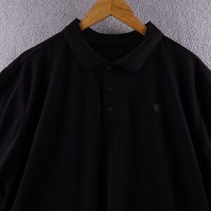 Ariattek Mens Performance Stretch Polo‎ Shirt Black XL Short Sleeve Logo Golf